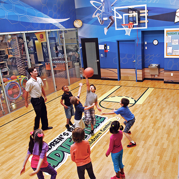 Kids playing basketball